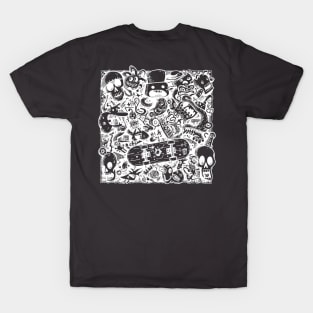 Skateboard Doodle Square T-Shirt